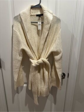 Banana Republic Cream Turtleneck Tie-Waist Cardigan L | NWT